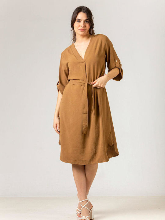 Simple Fashion Dress Camel