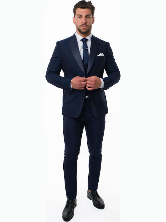 Men's Suit with Vest Blue