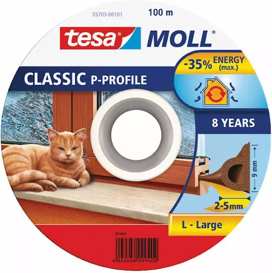Tesa Rubber Gasket 9mm P Profile Brown Adhesive Tape 100m 5570301
