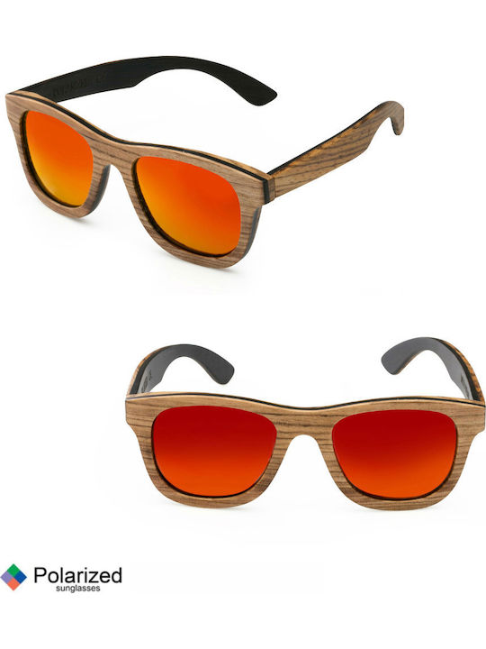 V-store Unisex Sunglasses with Gray Plastic Frame and Orange Polarized Mirror Lens WD033