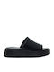 Leder Flache Sandalen für Damen in Schwarz Farbe