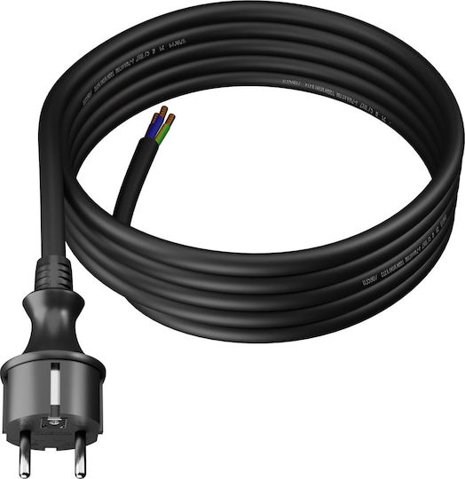 Plastrol Καλώδιο Ρεύματος τύπου H05RR-F με Διατομή 3x2.5mm² σε Μαύρο Χρώμα 1m