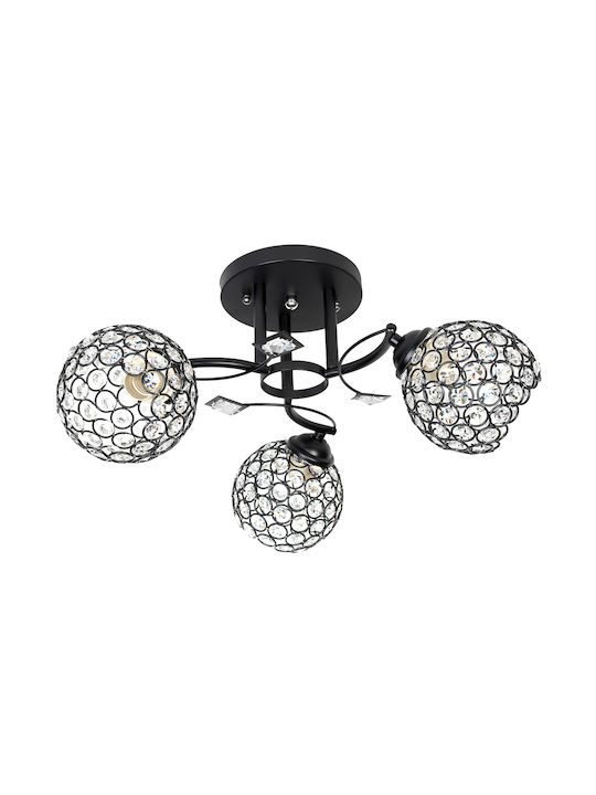 Keskor Ceiling Light with Socket E27 with Crystals 50pcs Black