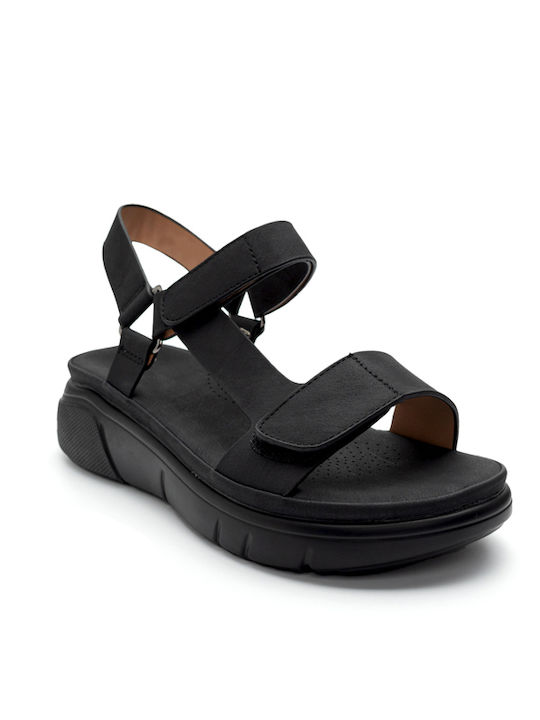 Alta Moda Damen Flache Sandalen Anatomisch Flatforms in Schwarz Farbe