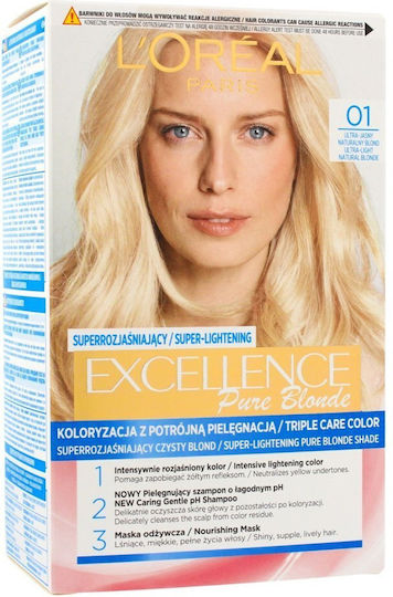L'Oreal Paris Excellenc Pure Blonde Vopsea De Păr 01 Super Light Natural Blonde 48ml