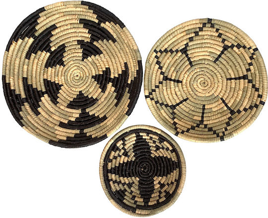 InTheBox Wall Decor Plate Deco Handmade Black Wicker Material 9x56cm 3 Pieces