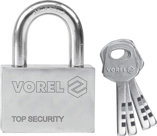 Vorel Steel Padlock Brass with Key 60mm Silver 1pcs