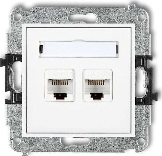 Karlik Διπλή Πρίζα Δικτύου RJ45 χωρίς Πλαίσιο Τύπου Cat5 σε Λευκό Χρώμα MGK-2