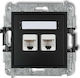 Karlik Doppelter Netzsteckdose RJ45 mit Rahmen Typ Cat5 in Schwarz Farbe 12MGK-2