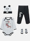 Alouette Mickey Mouse Set Body pentru Bebeluși Mânecă lungă cu Pantaloni Multicolor 4buc
