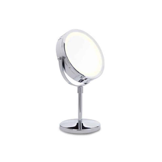 Rotating Double-Sided Makeup Mirror with LED Light & 10x Magnification