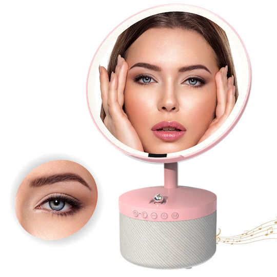 Cosmetic Mirror Led Lighting Makeup Bluetooth Speaker 15w Wireless Phone Charger 7 Rgb Colors 3 Adjustable Temperature Levels Adjustable Intensity Sensor Magnifying Glass