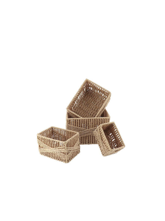 Aria Trade Storage Basket Wicker Beige 4pcs