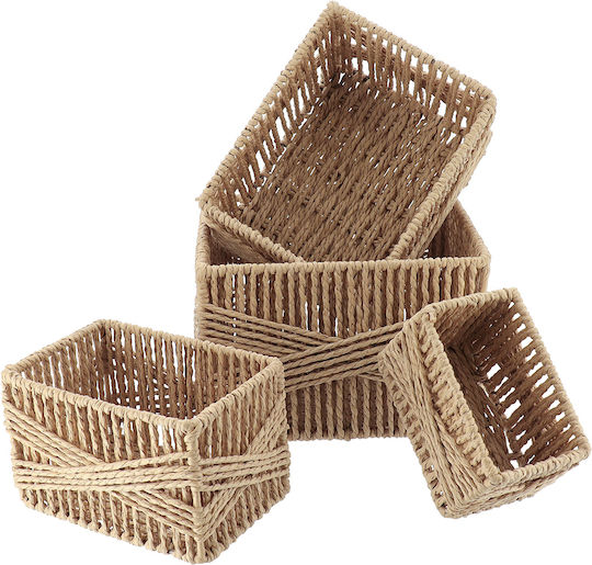 Storage Basket Wicker Beige 4pcs