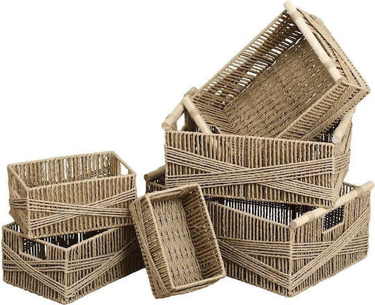 Storage Basket Wicker Beige 6pcs