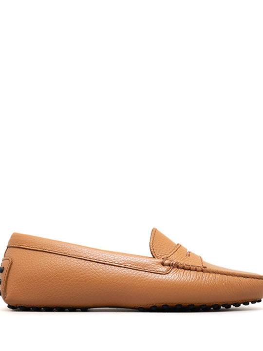 Raniero Conti Leather Women's Moccasins in Tabac Brown Color