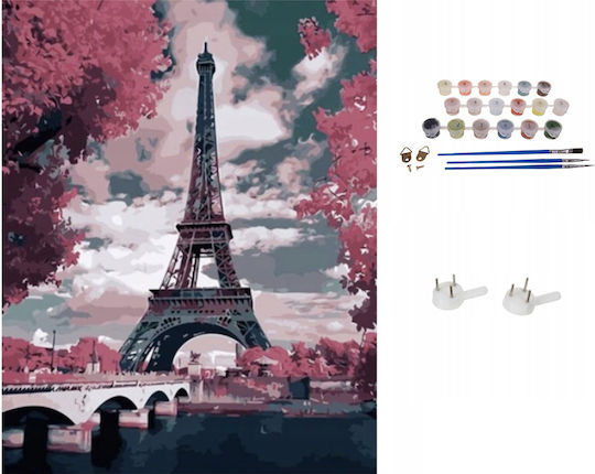 Set de Pictură pe Numere Copii Adulți Acuarele Pânză Zola 40 × 50 Cm Turnul Eiffel