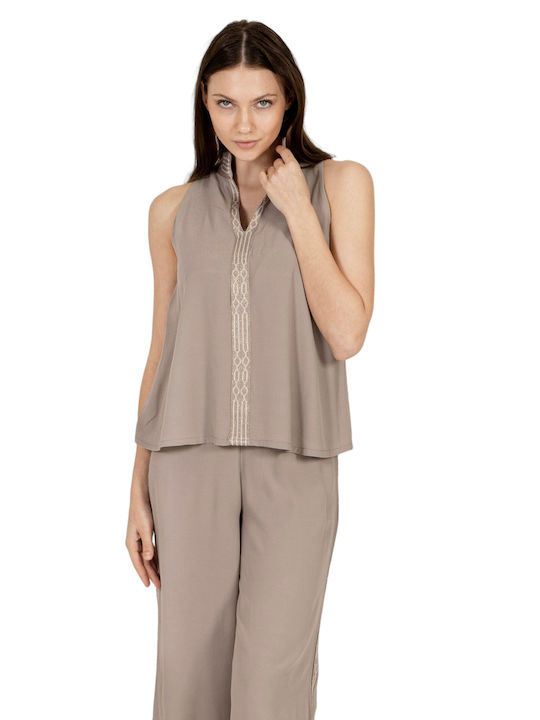 Aggel Women's Blouse Sleeveless Grey