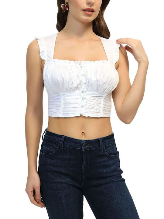 Guess Women's Corset Blouse Sleeveless White