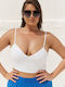 Women's Crop Top with Straps White