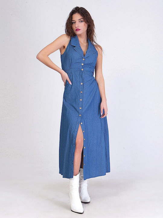 Coocu Maxi Shirt Dress Dress Blue