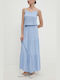 Sublevel Maxi Dress with Ruffle Blue