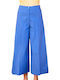 Pantaloni largi Aggel W din poplin cu detalii tricotate SS44007KF-1073 albastru