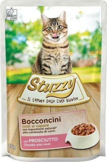 Stuzzy Bocconcini Wet Food for Adult Cats in Pouches with Ham 85gr