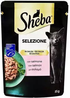 Sheba Υγρή Τροφή για Γάτες σε Φακελάκι με Σολομό 85gr