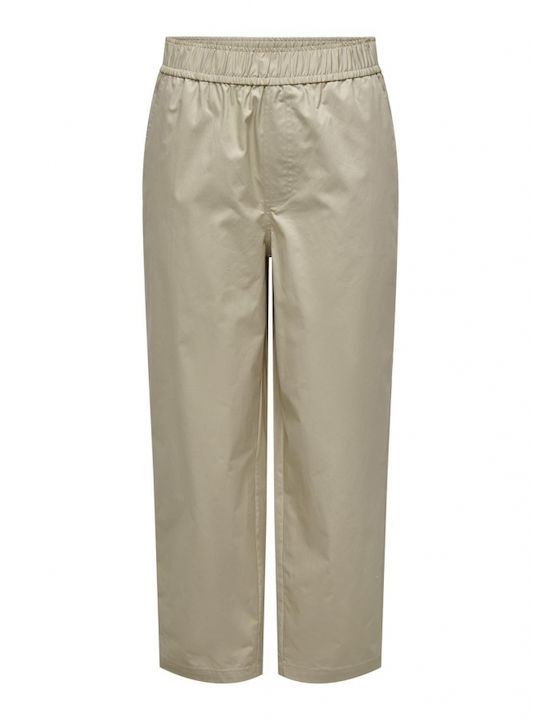 Only Women's Fabric Capri Trousers with Elastic Beige