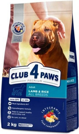 Club 4 Paws 2kg Trockenfutter für Hunde mit Lamm und Reis