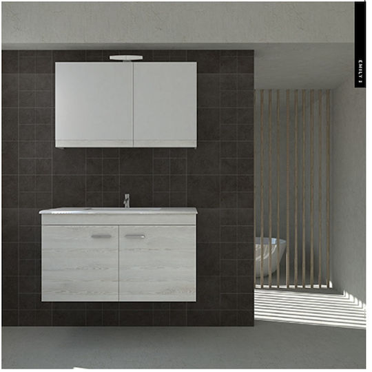 Savvopoulos Шкаф със Мивка със светлина Гланцов Лак Pendant Bathroom Furniture Emily 1 Mdf 100cm: