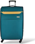 Forecast Large Travel Suitcase Fabric Green with 4 Wheels Height 76cm.