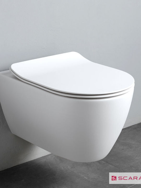 Scarabeo Wall-Mounted Toilet with Cover Soft Close Beige