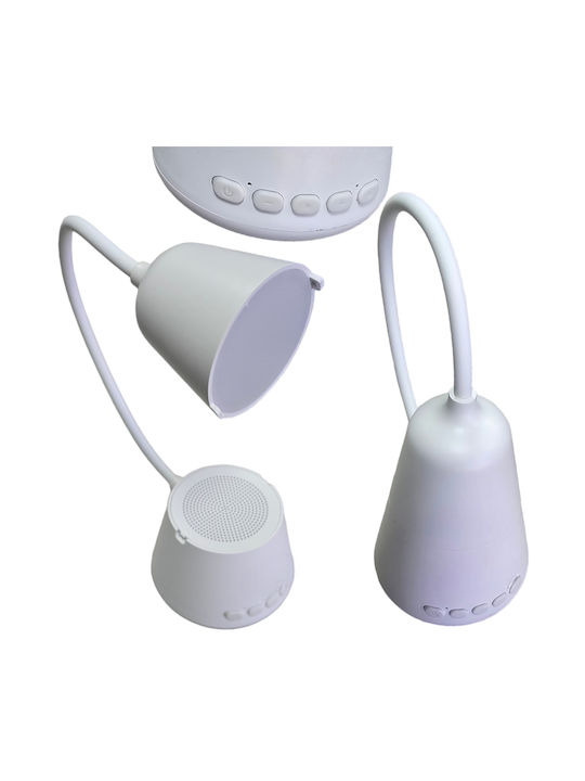 Επαναφορτιζόμενο LED Φωτιστικό Γραφείου Αναδιπλούμενο Bluetooth σε Λευκό Χρώμα