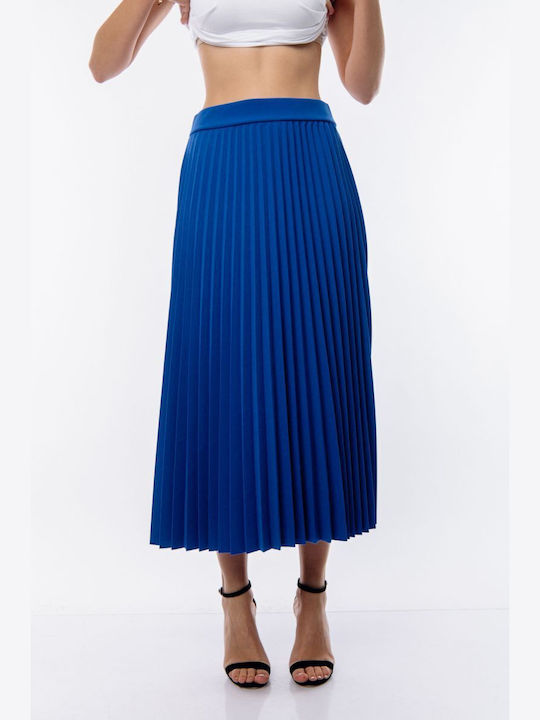 Long Pleated Blue Skirt