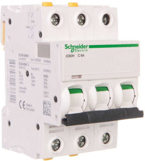 Schneider Electric Αυτόματη Ασφάλεια 6A Τριπολική AC/DC A9F07306