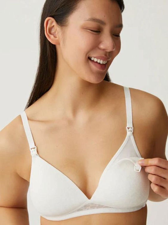 Naturana Maternity & Nursing Bra with Clips White