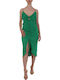 Green Midi Evening Dress with Tearing