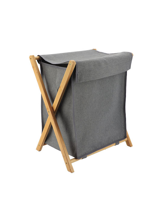 Spitishop Laundry Basket Bamboo with Cap 46x35x58cm Gray