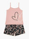 Minerva Kids' Pajamas Summer Pink Silver Hearts