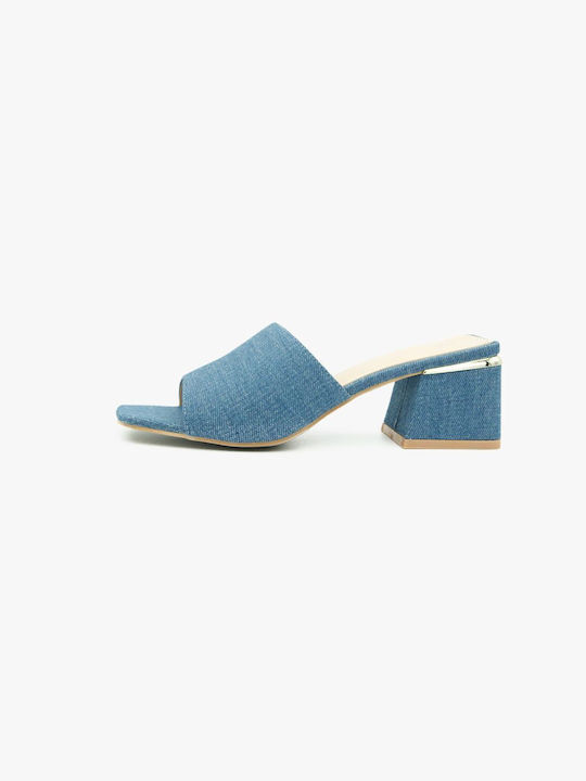 Joya Mules mit Chunky Absatz in Blau Farbe