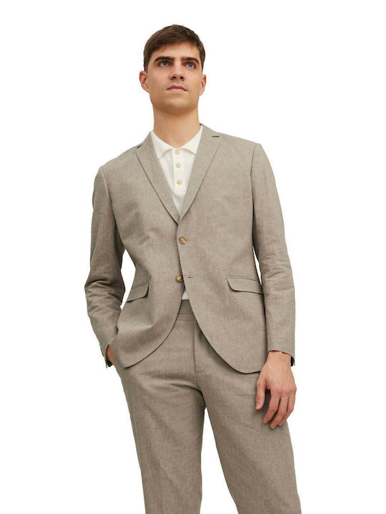 Jack & Jones Men's Summer Suit Jacket Slim Fit Beige