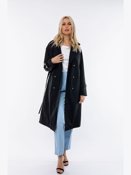 Dress Up Damen Schwarz Trenchcoat