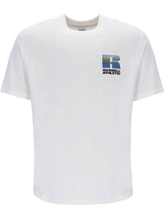 Russell Athletic Bărbați T-shirt Sportiv cu Mânecă Scurtă Ecru
