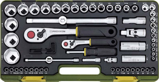 Proxxon Set Ratchet 1\4" & 1\2" 65pcs