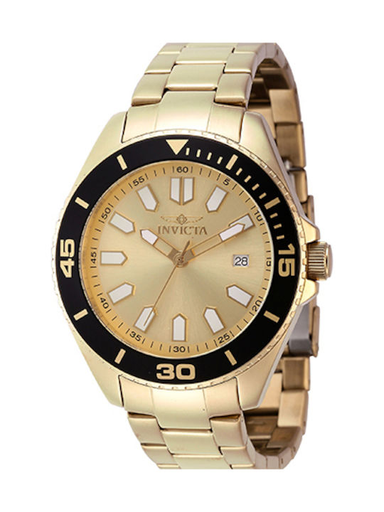 Invicta Ανδρικό Ρολόι 43mm Μπαταρίας με Χρυσό Μεταλλικό Μπρασελέ
