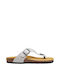 Leather Women's Flat Sandals Gray