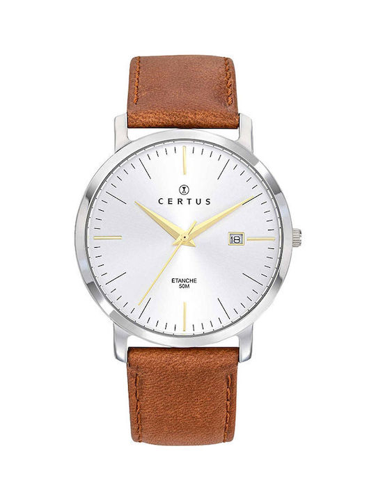 Certus Watch Battery with Brown Leather Strap