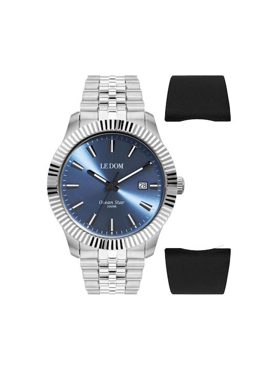 Le Dom Ocean Star Watch Battery with Silver Met...